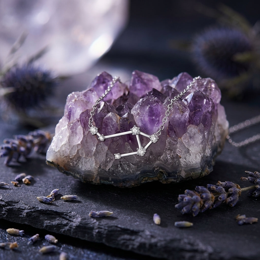 Sacrametal Zodiac Artifact: Steel & Crystal Constellation Necklace