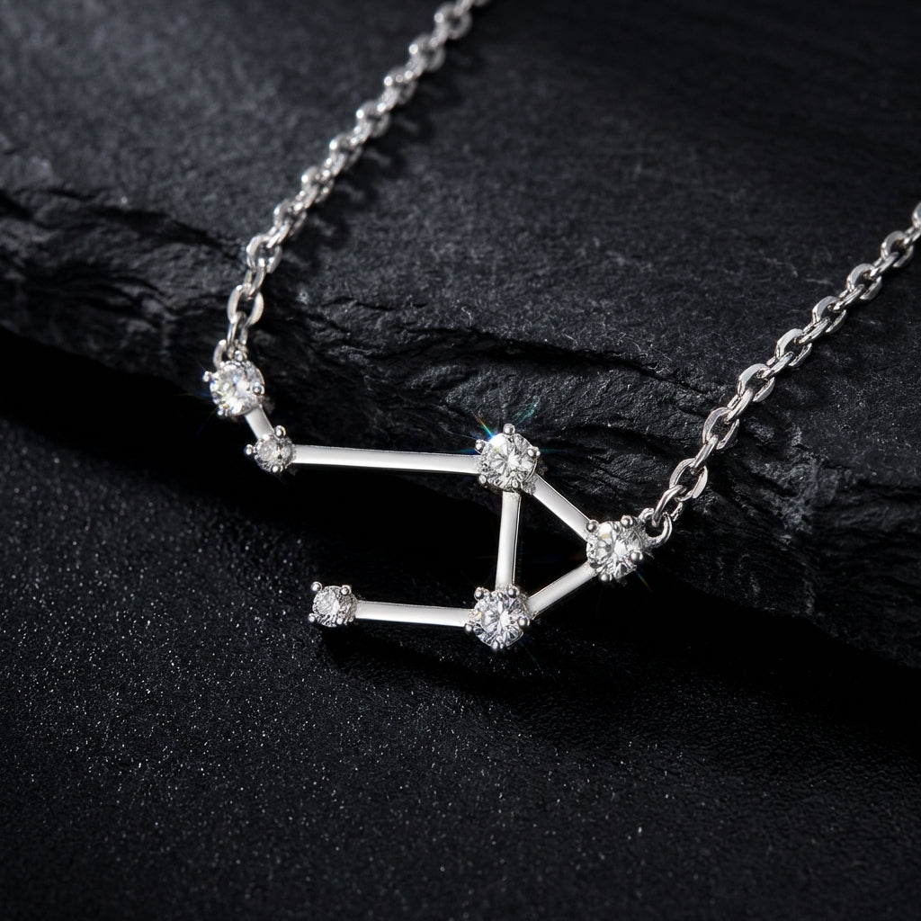 Sacrametal Zodiac Artifact: Steel & Crystal Constellation Necklace