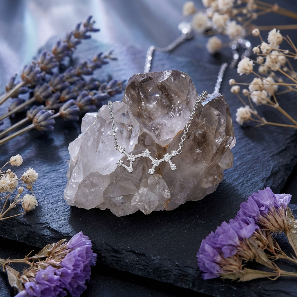 Sacrametal Zodiac Artifact: Steel & Crystal Constellation Necklace