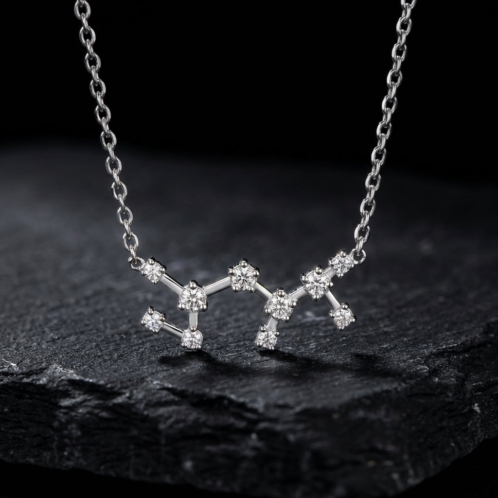 Sacrametal Zodiac Artifact: Steel & Crystal Constellation Necklace