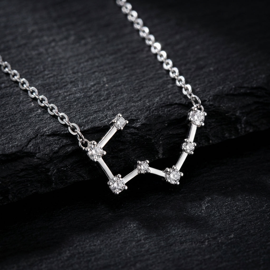 Sacrametal Zodiac Artifact: Steel & Crystal Constellation Necklace