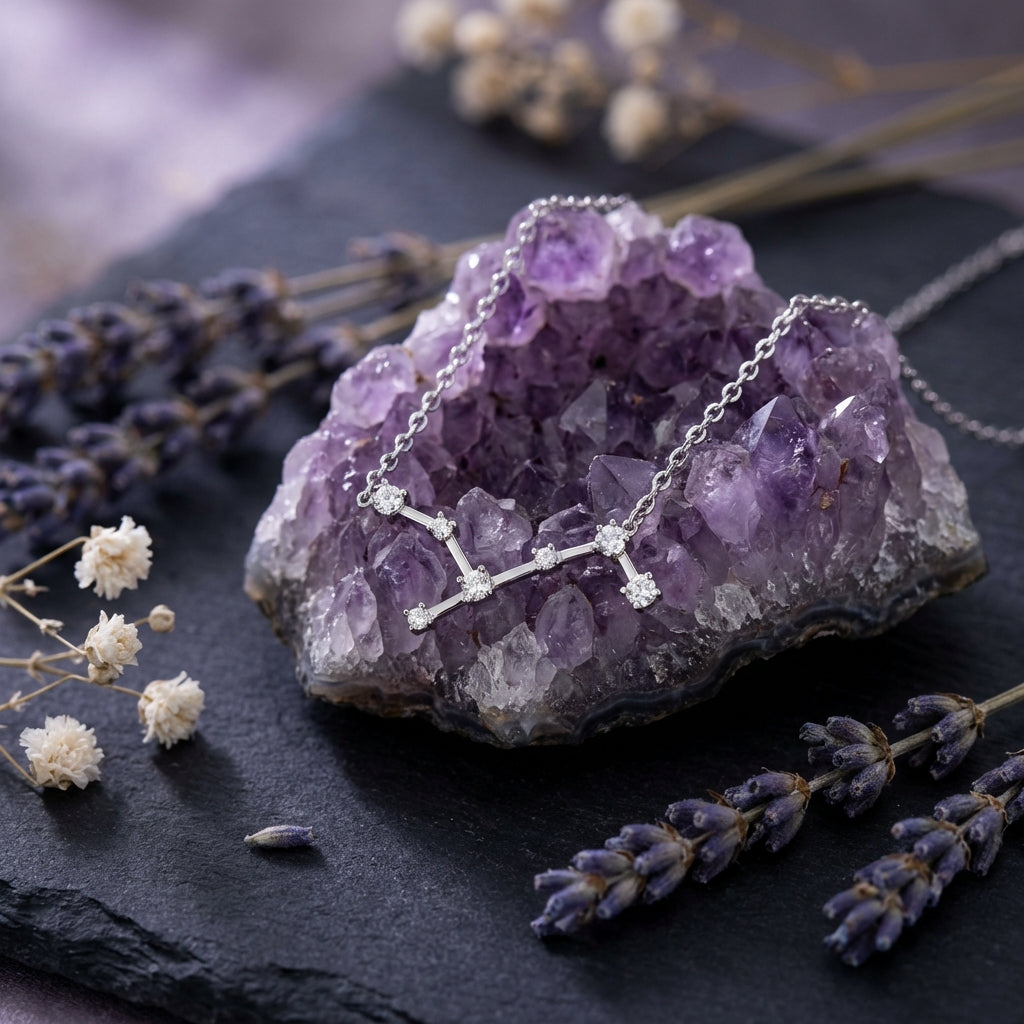 Sacrametal Zodiac Artifact: Steel & Crystal Constellation Necklace