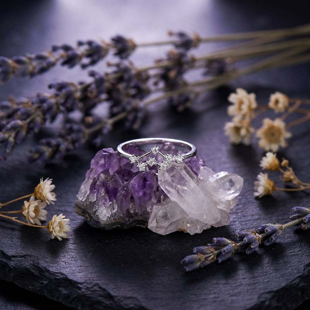 Zodiac Constellation Ring | Silver-Tone Alloy | Celestial Identity