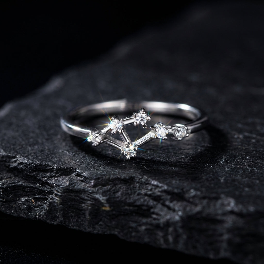 Zodiac Constellation Ring | Silver-Tone Alloy | Celestial Identity